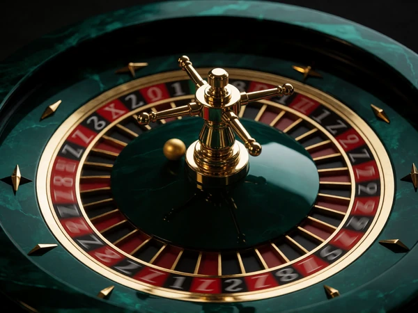 Smargdgr&uuml;nes Roulette-Rad mit goldenem Ball - WildRobin Live Casino Cashback
