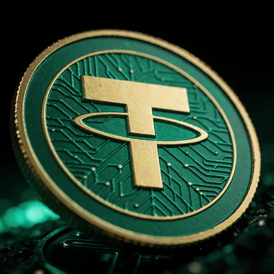 Smaragdgr&uuml;ne USDT-Tether-M&uuml;nze mit Goldrand - WildRobin Casino USDT-Zahlungen