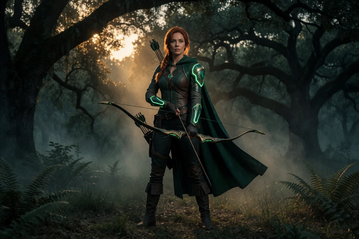 Robin Hood Abenteurerin mit Bogen im mystischen Wald - WildRobin Casino Online Casino Deutschland